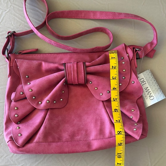 Del Mano Pink Bow-Adorned Bag/ Crossbody NWT - Picture 11 of 11